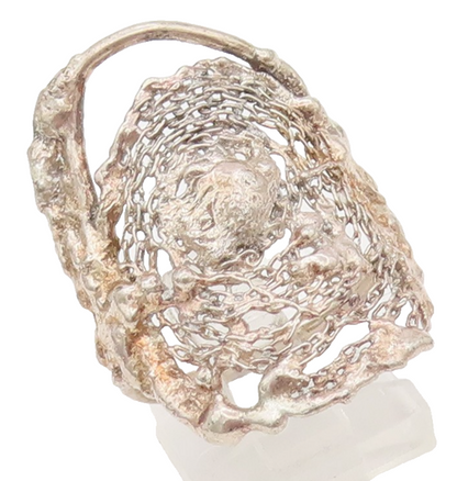 925 Sterling Silver Vintage Ring Gold Plated Solid Filigree Web  Sz 7  RG27964