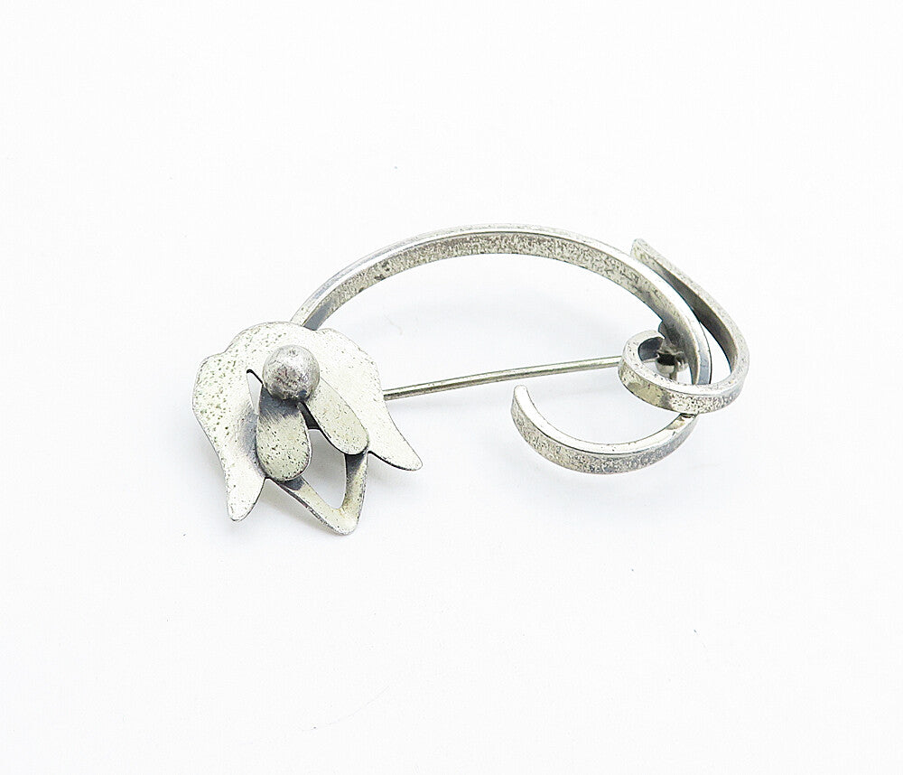 BEAU 925 Sterling Silver  Vintage Modernist Designed Dog Brooch Pin  BP2524