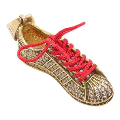 925 Sterling Silver  Vintage Topaz Encrusted Laced Sneaker Pendant  PT19673