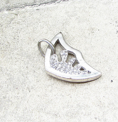 925 Sterling Silver  White Cubic Zirconia Art Deco Drop Pendant  PT1513