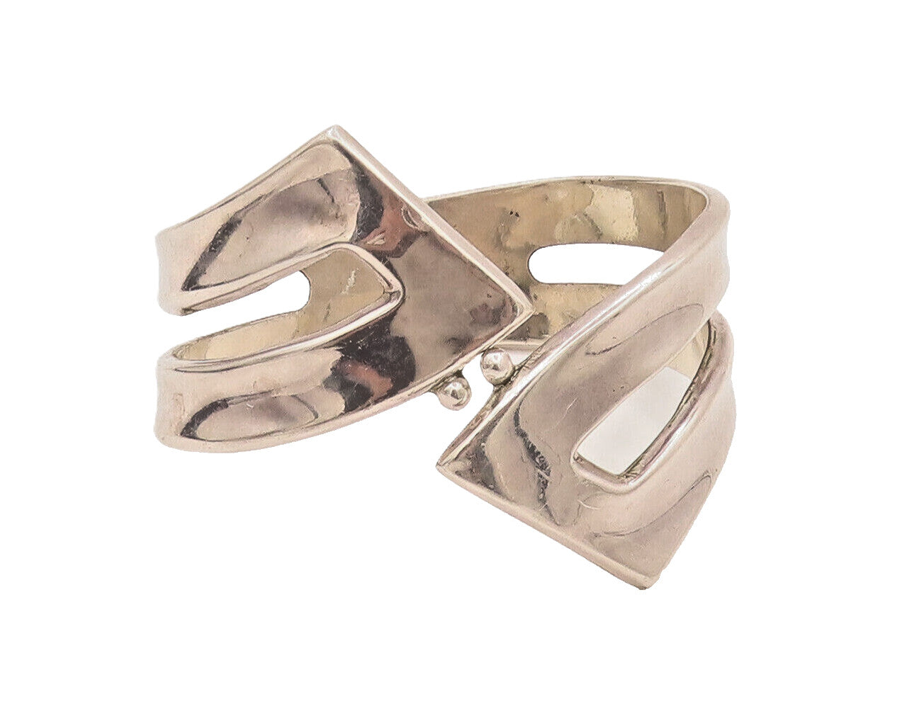 MEXICO 925 Sterling Silver  Vintage Designer Solid Swirly Bracelet  BT10055