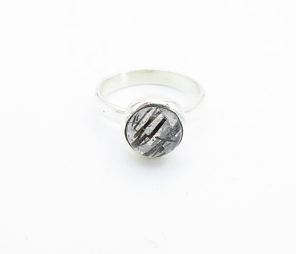 925 Sterling Silver  Cabochon Rutilated Quartz Solitaire Ring Sz 5.5  RG7818