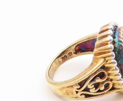 925 Sterling Silver Vintage Ring Gold Plated Faceted Amethyst Band Sz 6 RG34755