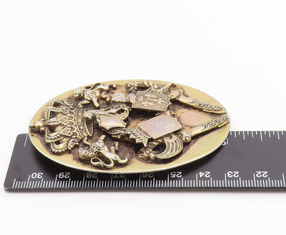 925 Sterling Silver Vintage Brooch Pin Regal Lion & Crown Shield Emblem  BP12476