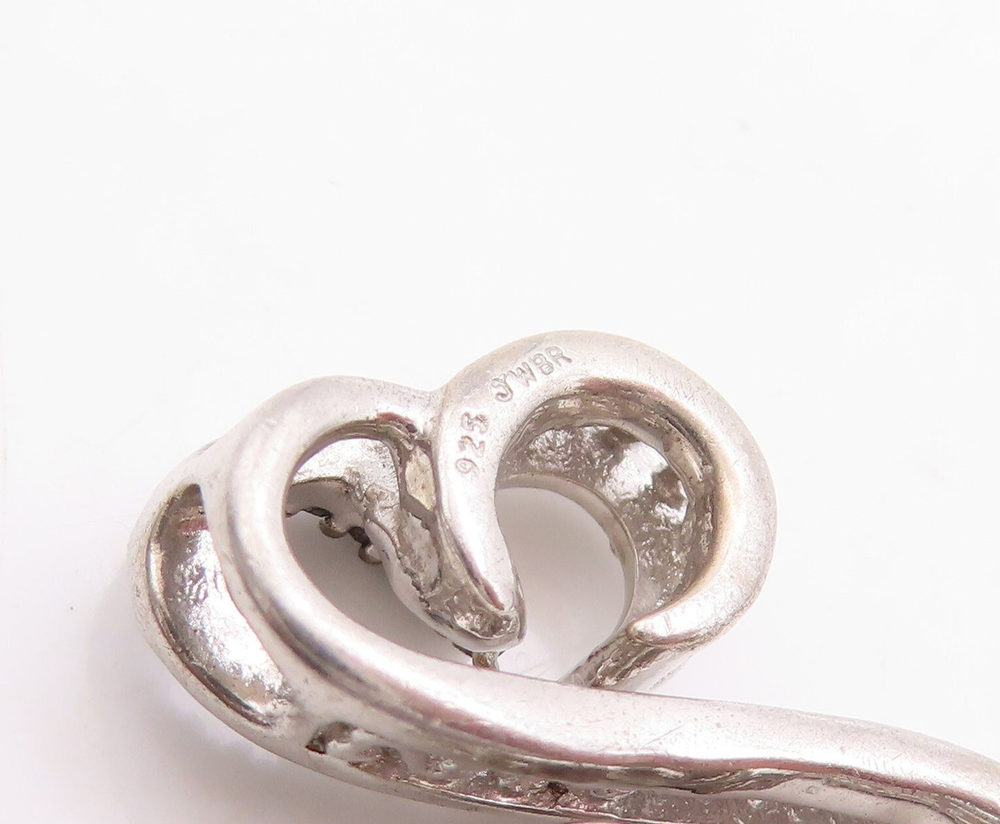 925 Sterling Silver Vintage Pendant Real Diamonds Infinity Hearts  PT23845