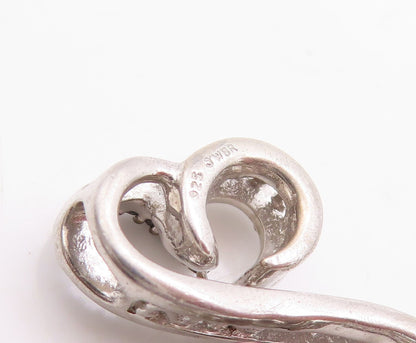 925 Sterling Silver Vintage Pendant Real Diamonds Infinity Hearts  PT23845