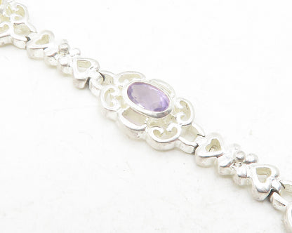925 Sterling Silver  Peridot Amethyst Garnet & Topaz Chain Bracelet  BT4749