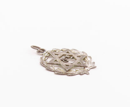 925 Sterling Silver Vintage Pendant Star Of David Religious Floral Charm PT24767
