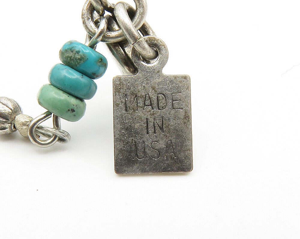 925 Sterling Silver Vintage Turquoise & Multi Stone Beaded Necklace NE2303