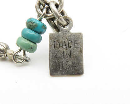 925 Sterling Silver Vintage Turquoise & Multi Stone Beaded Necklace NE2303