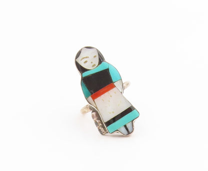 925 Sterling Silver Vintage Ring ZUNI THERESA WASETA Gemstone  Sz 6.5  RG36038