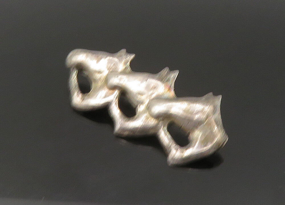MEXICO 925 Sterling Silver  Vintage Triple Horse Head Brooch Pin  BP8833