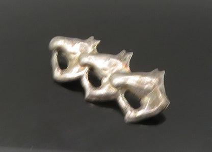 MEXICO 925 Sterling Silver  Vintage Triple Horse Head Brooch Pin  BP8833