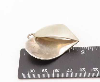 925 Sterling Silver Vintage Pendant Designer Split Solid Swirl Heart  PT22597