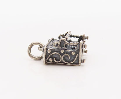 925 Sterling Silver Vintage Pendant BEAU 3D Carved Mini Piano Charm  PT23490