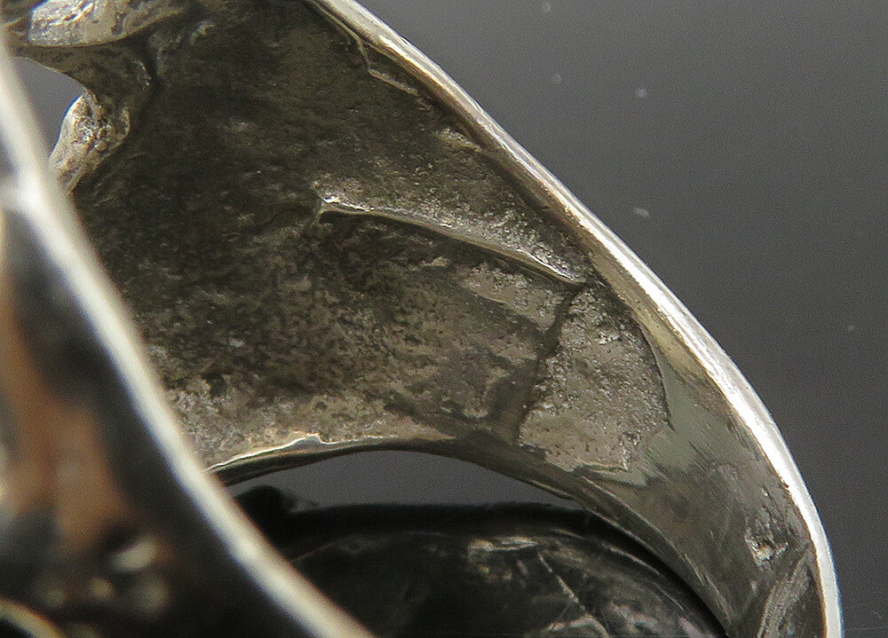 925 Sterling Silver  Vintage Sculpted Skeleton Head Biker Ring Sz 8.5  RG22492