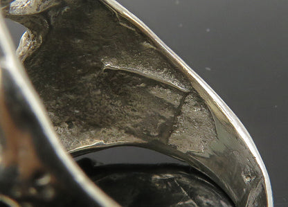 925 Sterling Silver  Vintage Sculpted Skeleton Head Biker Ring Sz 8.5  RG22492