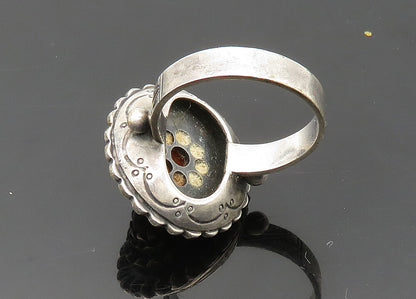 925 Sterling Silver  Vintage Carnelian Modernist Cocktail Ring Sz 7.5  RG20648