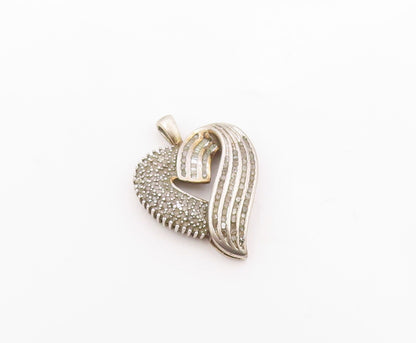 925 Sterling Silver  Vintage Genuine Diamonds Love Heart Pendant  PT17619