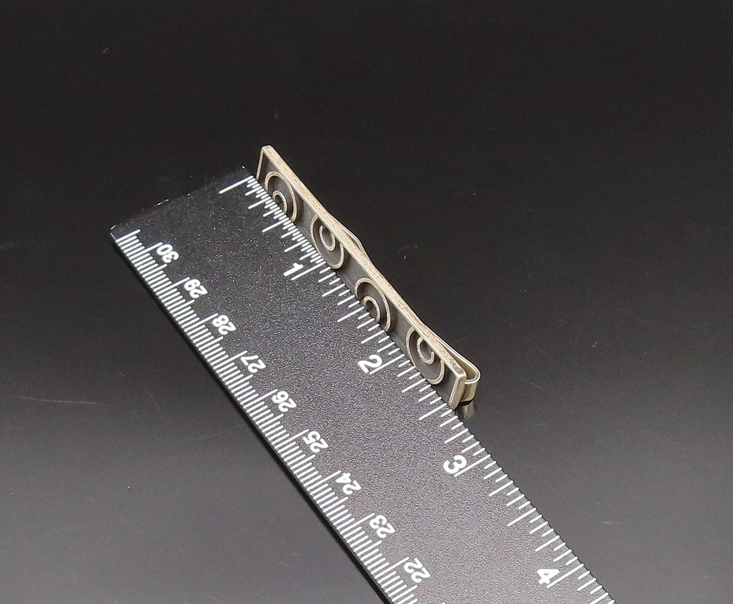 PA MEXICO 925 Sterling Silver Vintage Carved Half Spirals Tie Clip TR3377