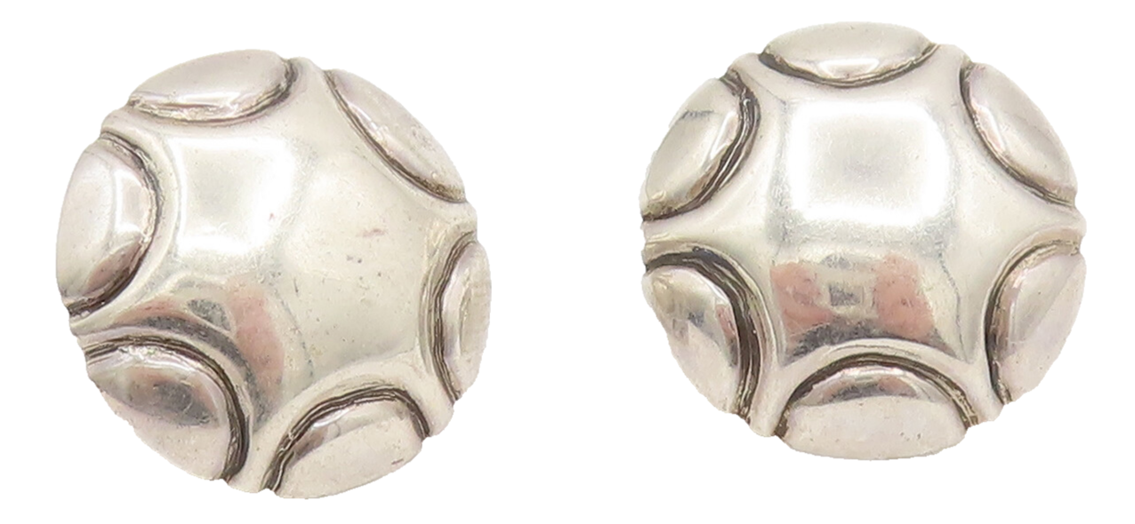 925 Sterling Silver  Vintage Etched Star Dome Fashion Earrings  EG12304