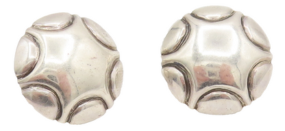 925 Sterling Silver  Vintage Etched Star Dome Fashion Earrings  EG12304