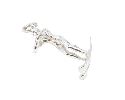 925 Sterling Silver  Vintage Shiny Petite Water Skiing Woman Pendant  PT8807