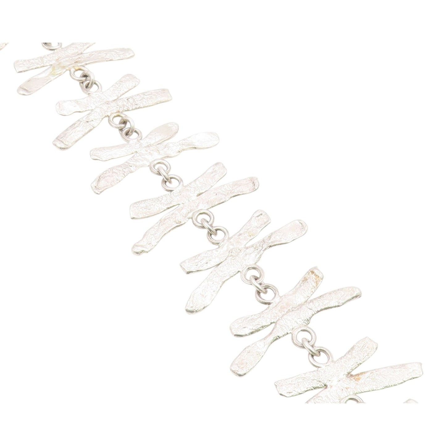 925 Sterling Silver  Vintage Shiny Textured Link Chain Bracelet  BT8921