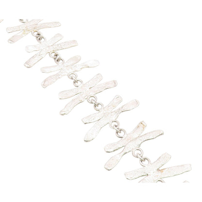 925 Sterling Silver  Vintage Shiny Textured Link Chain Bracelet  BT8921