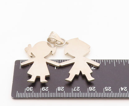 MEXICO 925 Silver  Vintage Minimalist Children Holding Hands Pendant  PT21189