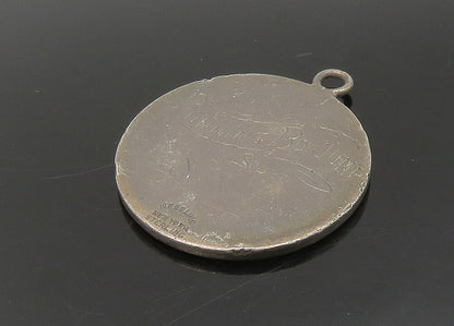 925 Sterling Silver  Vintage Antique Cathedral College Medal Pendant  PT18897
