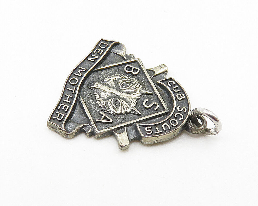 925 Sterling Silver  Vintage Oxidized Boy Scouts Of America Pendant  PT8174