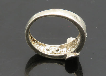 925 Sterling Silver Vintage Cubic Zirconia Smooth Matte Band Ring Sz 7 RG20740