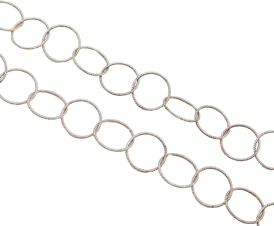 925 Sterling Silver  Vintage Long Twisted Rope Rings Lined Necklace  NE4167