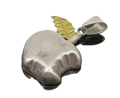 MEXICO 925 Sterling Silver  Vintage Two Tone Bitten Apple Pendant  PT14114