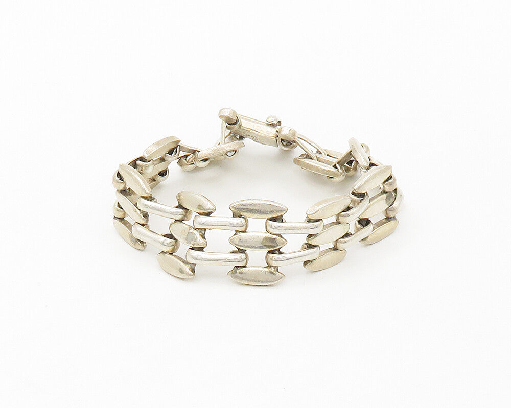 MEXICO 925 Silver  Vintage Minimalist Brick Layer Style Chain Bracelet  BT6929
