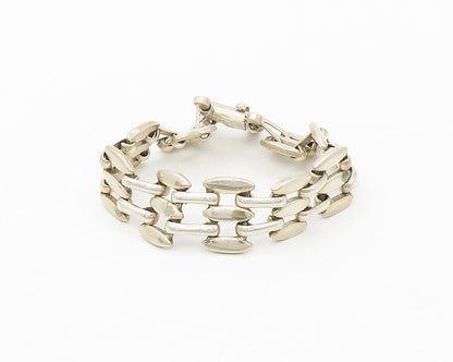 MEXICO 925 Silver  Vintage Minimalist Brick Layer Style Chain Bracelet  BT6929