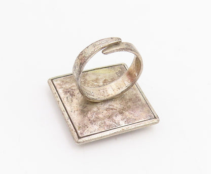 925 Sterling Silver Vintage Ring FINLAND Lace Agate Geometric Band Sz 7 RG34806