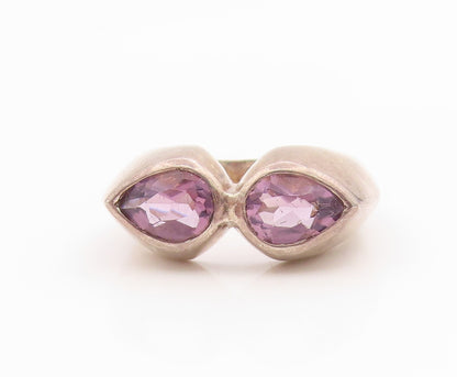 925 Sterling Silver Vintage Ring Classic Pear Cut Amethyst Band  Sz 6.5  RG35724
