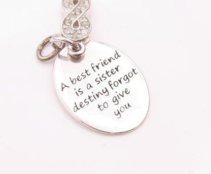 925 Silver  Vintage Genuine Diamonds Infinity Best Friends Pendant  PT16262