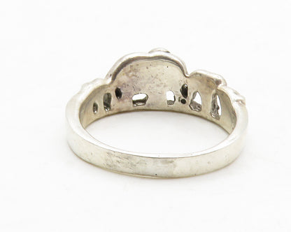 925 Sterling Silver  Vintage Dark Tone Elephants Motif Band Ring Sz 9  RG13799