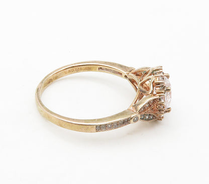 925 Sterling Silver  Cubic Zirconia Rose Gold Plated Band Ring Sz 10  RG16771