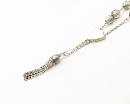 925 Sterling Silver  Vintage Shiny Tassel Ends Etched Prayer Beads  TR2492