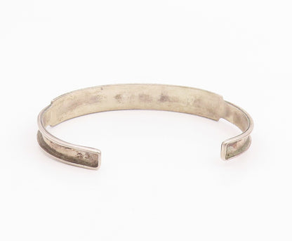 925 Sterling Silver Vintage Bracelet NAVAJO ZUNI Turquoise Inlay Cuff  BT11970