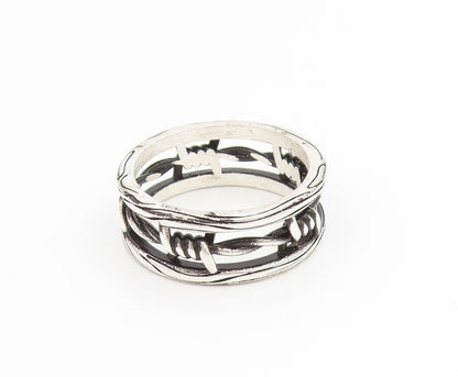 925 Sterling Silver Vintage Ring Gothic Barbed Wire Wide Band  Sz 12.5  RG34417
