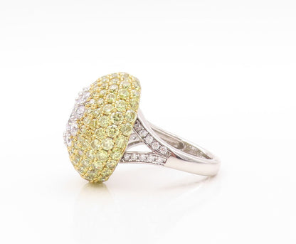 925 Sterling Silver Vintage Ring Designer Citrine & CZ Inlay Dome Sz 7.5 RG30815