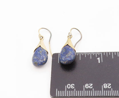 925 Sterling Silver Vintage Earrings Gold Plated Lapis Lazuli Teardrop  EG13967