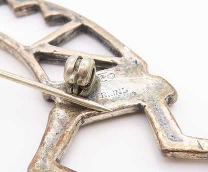 925 Sterling Silver Vintage Brooch Pin SOUTHWESTRN Flute Player Outline  BP12175