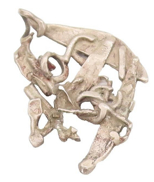 925 Sterling Silver Vintage Pendant Amorphously Carved Brutalist Design  PT22931