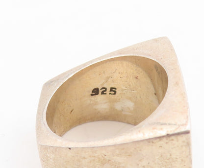 925 Sterling Silver Vintage Ring Designer Solid Large Rectangle   Sz 6.5 RG31447